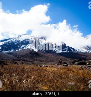 début de l'ascension de kili kilimanjaro la plus haute montagne dedans afrique tanzanie Banque D'Images