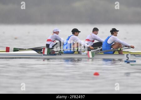 Varese, Italie. 11 avril 2021. Luca Chiumento, Nicolo Carucci (Italie), les Sculpls doubles hommes lors des Championnats d'Europe d'aviron 2021, Canoying à Varese, Italie, avril 11 2021 crédit: Agence de photo indépendante/Alamy Live News Banque D'Images