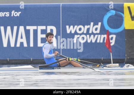 Varese, Italie. 11 avril 2021. Gennaro Di Mauro (Italie), Sculpls individuels pour hommes lors des Championnats d'Europe d'aviron 2021, Canoying à Varese, Italie, avril 11 2021 crédit: Independent photo Agency/Alamy Live News Banque D'Images