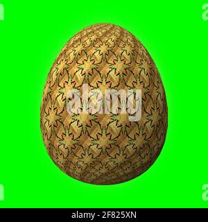 Joyeuses Pâques, motif artistique et coloré oeuf de pâques en 3D, illustration en 3D sur vert Banque D'Images