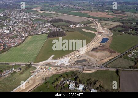 Vue aérienne de la nouvelle route orbitale de Leeds, le périphérique extérieur A6120, où est construite une nouvelle jonction sur l'A64 Banque D'Images