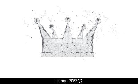 Couronne, corona de triangles et de points lumineux. Arrière-plan blanc. Illustration polygonale vectorielle. Illustration de Vecteur