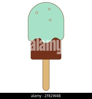 Glace au chocolat popsicle sur un bâton Illustration de Vecteur