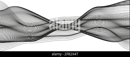 Onde sonore numérique dynamique noir et blanc sur fond blanc, vecteur Illustration de Vecteur