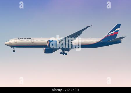 Bangkok, Thaïlande – 24. Janvier 2018 : Aeroflot Boeing 777 à l'aéroport Bangkok-Suvarnabhumi (BKK) en Thaïlande. Boeing est un fabricant d'avions basé Banque D'Images