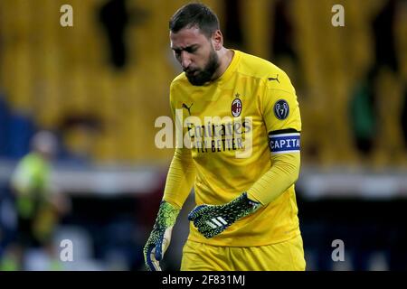 PARME, ITALIE - AVRIL 10: Gardien de but Gianluigi Donnarumma de l'AC Milan pendant la série UN match entre Parme Calcio et AC Milan au Stadio Ennio Tardin Banque D'Images