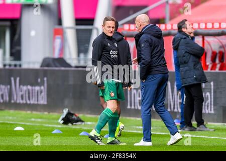 UTRECHT, PAYS-BAS - AVRIL 11 : Jens Toornstra de Feyenoord Rotterdam, TeamManager Marcel Mul du FC Utrecht lors du match Eredivisie entre le FC UT Banque D'Images