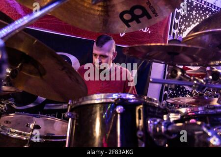 Entraînement de tambour, batteur, snar, cymbale Banque D'Images