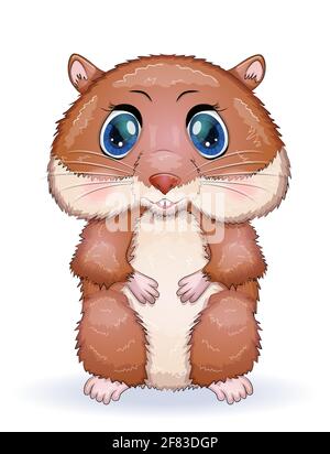 Personnages de hamster de dessin animé mignons, museau animal drôle en fleur Illustration de Vecteur