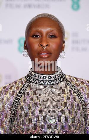 Cynthia Erivo arrive pour les prix du film EE BAFTA au Royal Albert Hall de Londres. Date de la photo: Dimanche 11 avril 2021.