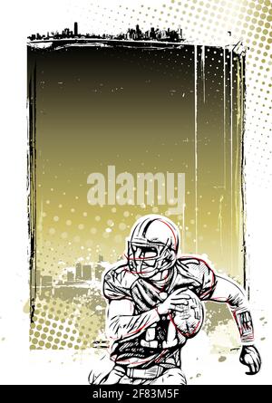 illustration d'un joueur de football américain sur fond de grungy Illustration de Vecteur