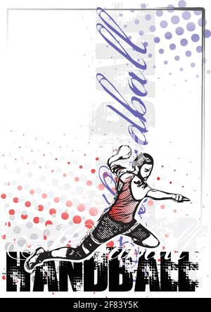 illustration du joueur de handball sur fond grundy Illustration de Vecteur