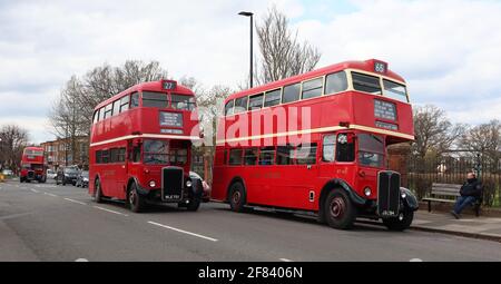 Route 65 Vintage London bus Running Day, West London, Royaume-Uni, 11 avril 2021, photo de Richard Goldschmidt Banque D'Images