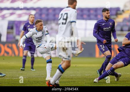 Noa Lang du Club marque un but lors d'un match de football entre RSC Anderlecht et Club Brugge KV, dimanche 11 avril 2021 à Bruxelles, le jour 33 de la 'Jup Banque D'Images