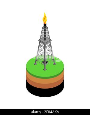 Production d'huile. Plate-forme pétrolière et couches de sol. Illustration de Vecteur