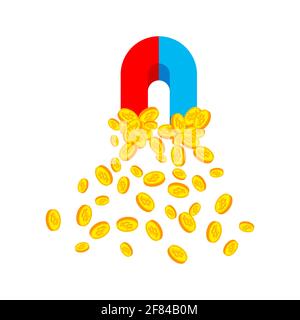 Aimant Bitcoin. Attirer des crypto-monnaies. Concept métier. Illustration vectorielle Illustration de Vecteur