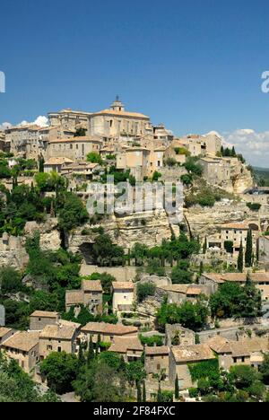 Village de montagne Gordes, Vaucluse, Provence, Sud de la France Banque D'Images
