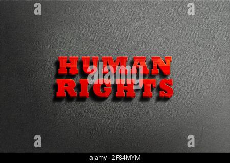 concept 3d Human Rights basé sur le texte avec maquette Banque D'Images