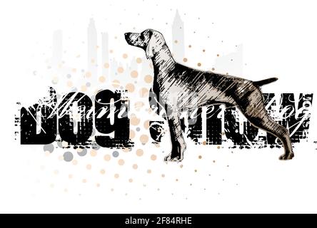 Arrière-plan de l'affiche de chien Weimaraner Illustration de Vecteur