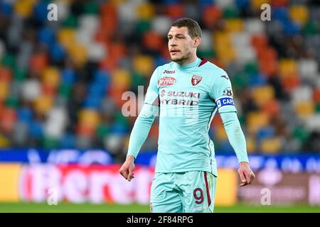 Udine, Italie. 10 avril 2021. Andrea Belotti (Torino) pendant Udinese Calcio vs Torino FC, football italien série A match à Udine, Italie, avril 10 2021 crédit: Agence de photo indépendante/Alamy Live News Banque D'Images