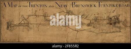 Une carte de l'autoroute à péage de Trenton et du Nouveau-Brunswick, début des années 1800 Banque D'Images