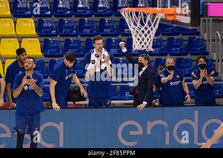 BARCELONE, ESPAGNE - AVRIL 11: Pau Gasol (16) de Barcadour le Barcavs Real Madrid match de la ligue ACB le 11 avril 2021, à Palau Blaugrana, Barcelone, Espagne. (Photo de Pau de la Calle / SipaUSA). Banque D'Images