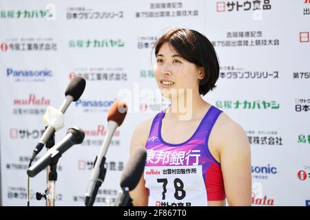Shimane, Japon. Crédit: MATSUO. 11 avril 2021. Nanako Matsumoto Athletics : 75e Izumo rencontre la finale du 400m des femmes YOSHIOKA SPRINT au stade d'athlétisme Hamayama Park à Shimane, Japon. Credit: MATSUO .K/AFLO SPORT/Alay Live News Banque D'Images