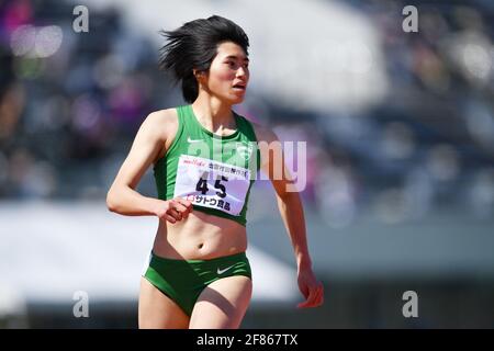Shimane, Japon. Crédit: MATSUO. 11 avril 2021. Yu Ishikawa Athletics : 75e Izumo rencontre la finale de 100m de YOSHIOKA SPRINT au stade d'athlétisme Hamayama Park à Shimane, Japon. Credit: MATSUO .K/AFLO SPORT/Alay Live News Banque D'Images