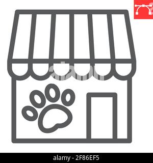Icône de la gamme d'animaux de compagnie, bâtiment et marché, icône de vecteur de magasin d'animaux de compagnie, graphiques vectoriels, signe de contour modifiable de trait, eps 10. Illustration de Vecteur