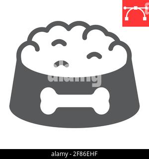 Icône de glyphe de bol pour chien, magasin et alimentation pour animaux de compagnie, icône de vecteur de bol pour animaux de compagnie, graphiques vectoriels, signe plein de trait modifiable, eps 10. Illustration de Vecteur