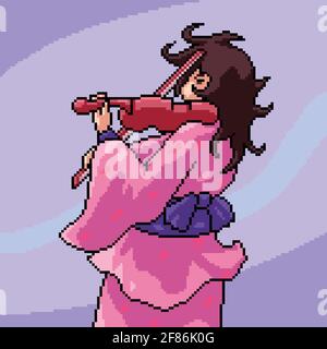 pixel art de femme jouant du violon Illustration de Vecteur