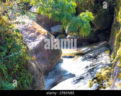 Belle vue sur une rivière dans le parc national d'Itatiaia, Itatiaia, Brésil Banque D'Images