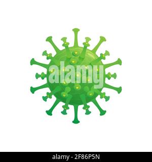L'illustration vectorielle du stock d'un coronavirus vert est isolée sur un fond blanc. Le concept est une menace de coronavirus. Illustration de Vecteur