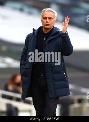 Photo du dossier datée du 11-04-2021, de Jose Mourinho, gestionnaire de Tottenham Hotspur. Date de la photo: Dimanche 11 avril 2021. Date de publication : lundi 12 avril 2021. Banque D'Images