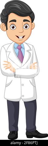 Caricature jeune homme médecin debout Illustration de Vecteur