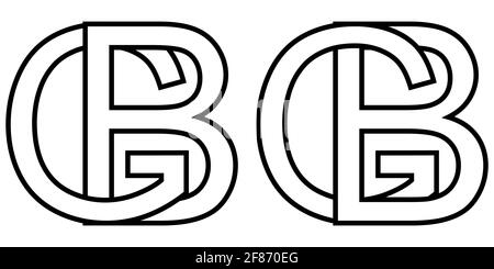 Logo signe gb bg icône signe lettres entrelacées b, g vecteur logo gb, bg premières lettres majuscules motif alphabet g, b Illustration de Vecteur