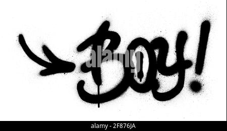 mot graffiti boy pulvérisé en noir sur blanc Illustration de Vecteur