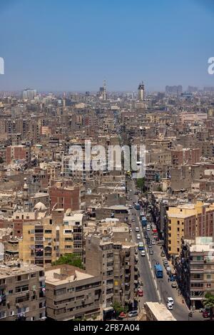 Vue aérienne de la rue Muhammad Ali, le Caire, Égypte Banque D'Images