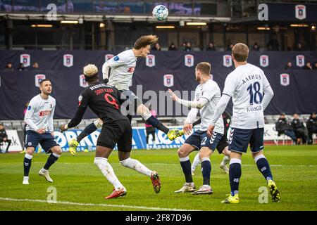 Aarhus, Danemark. 11 avril 2021. Sebastian Hausner (37) de l'AGF vu pendant le match 3F Superliga entre le FGF d'Aarhus et le FC Midtjylland au parc de Cérès à Aarhus. (Crédit photo : Gonzales photo/Alamy Live News Banque D'Images