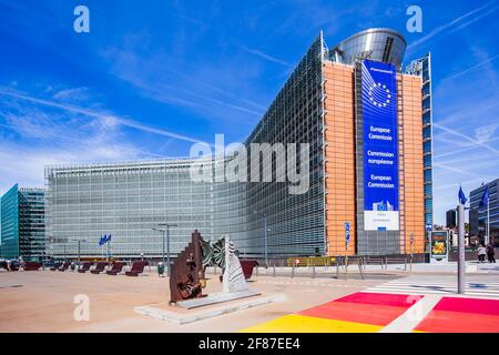 Bruxelles, Belgique - 12 août 2018 : siège de la Commission européenne à Bruxelles, Belgique. Banque D'Images