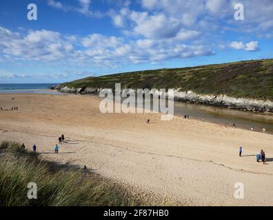Crantock Beach et le Gannel, Newquay, Cornwall. Banque D'Images
