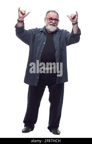 portrait d'un homme barbu frais . isolé sur un fond blanc. Banque D'Images