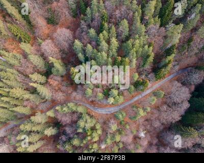 Vue aérienne de la montagne de Pirin dans la région de Popina Laka près de la ville de Sandanski, Bulgarie Banque D'Images