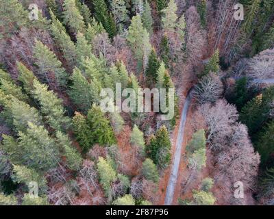 Vue aérienne de la montagne de Pirin dans la région de Popina Laka près de la ville de Sandanski, Bulgarie Banque D'Images