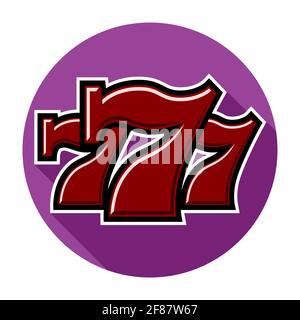 Triple Lucky Sevens avec zones claires et ombres - conception plate illustration à vecteur de couleur Illustration de Vecteur
