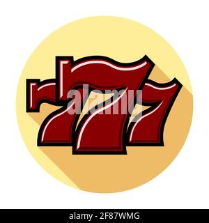 Triple Lucky Sevens avec zones claires et ombres - conception plate illustration à vecteur de couleur Illustration de Vecteur