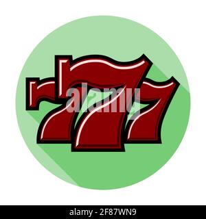 Triple Lucky Sevens avec zones claires et ombres - conception plate illustration à vecteur de couleur Illustration de Vecteur