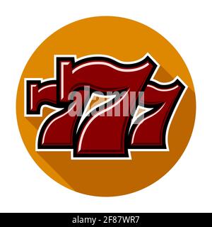 Triple Lucky Sevens avec zones claires et ombres - conception plate illustration à vecteur de couleur Illustration de Vecteur