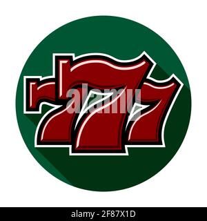 Triple Lucky Sevens avec zones claires et ombres - conception plate illustration à vecteur de couleur Illustration de Vecteur