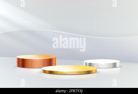 Blanc gagnants podium pour les concepts d'affaires, Podium set objet. Illustration vectorielle Illustration de Vecteur